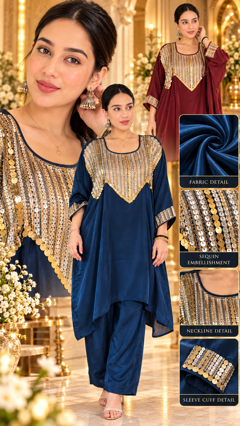 Zara Embellished Kaftaan Palazzo Set