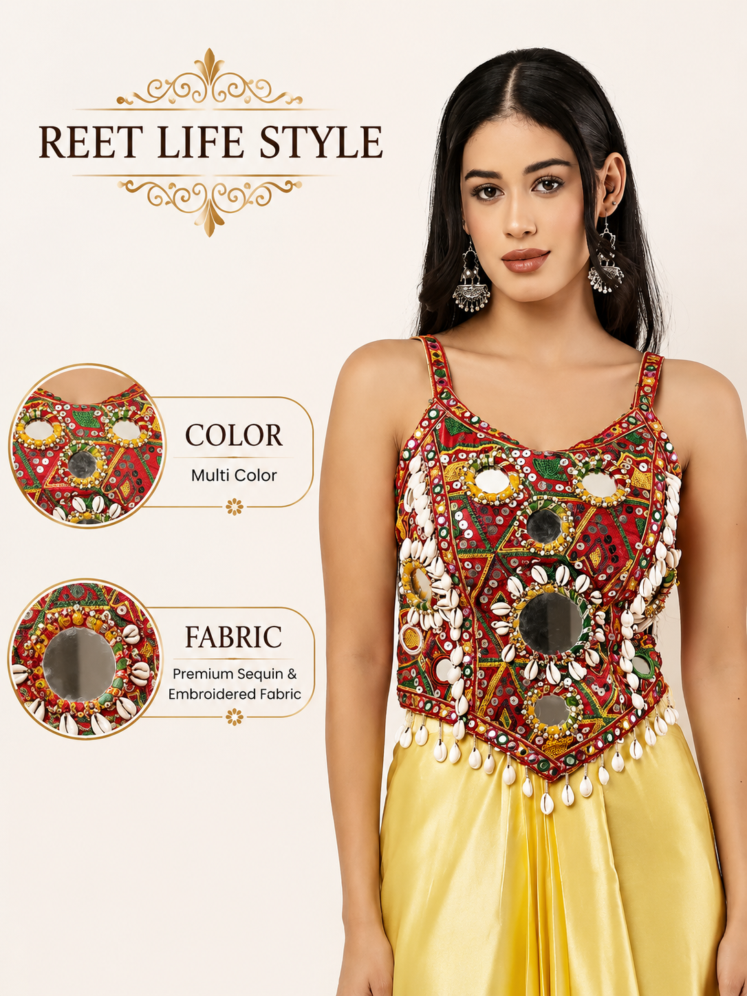 Rajwada Navratri Mirror Work Corset Blouse