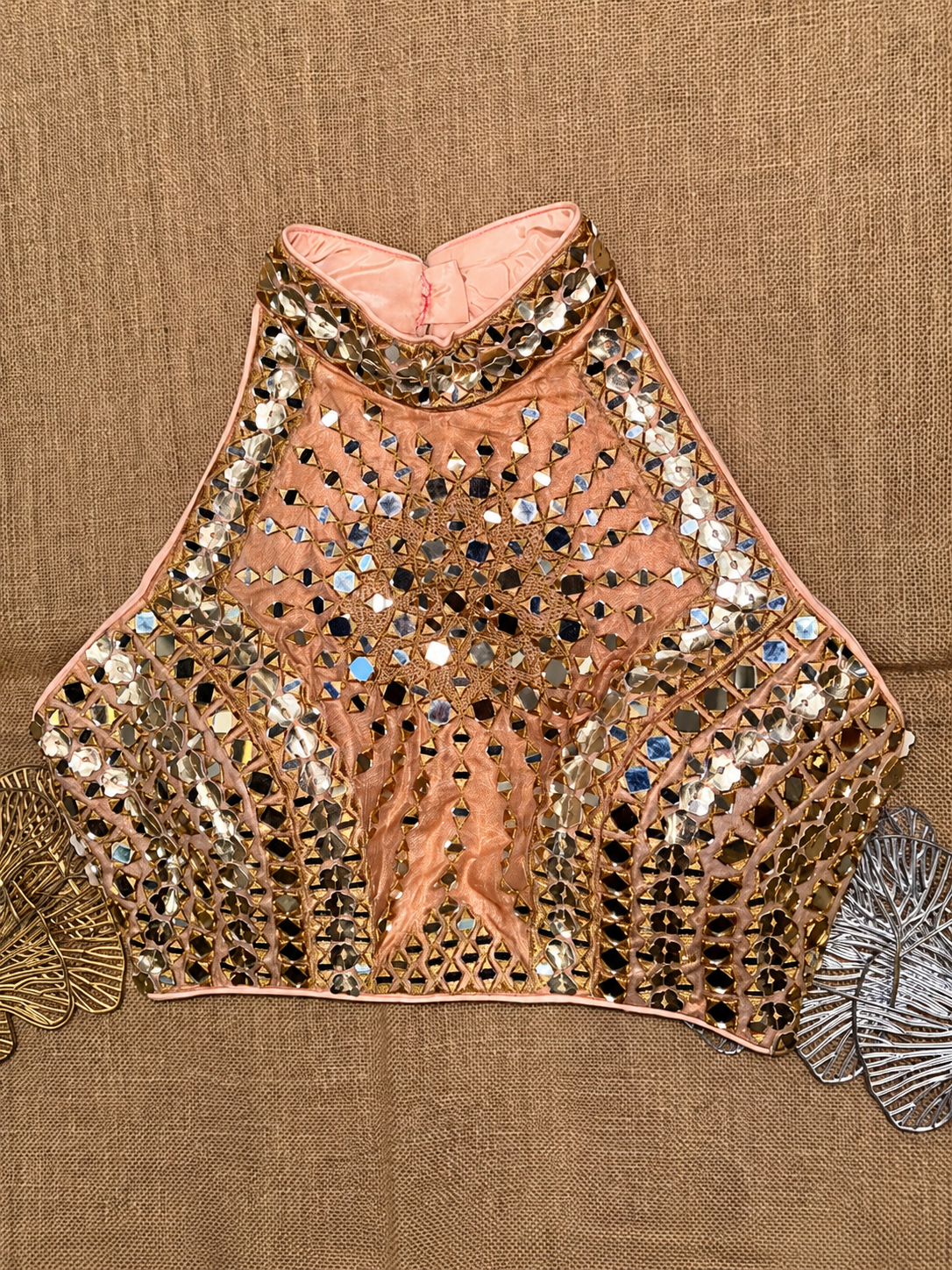 Mirror Work Halter Neck Designer Blouse