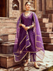 Purple Chanderi Embroidered Kurta with Pants Set