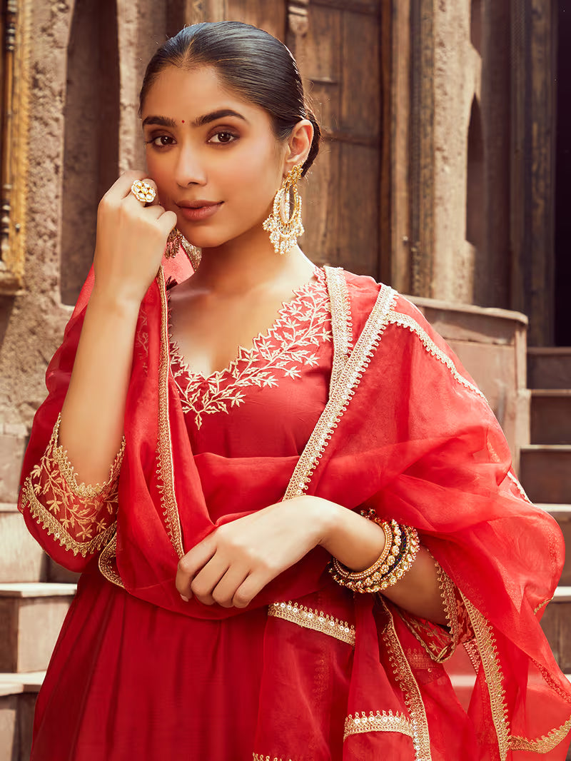 Purple Embroidered Viscose Dupatta