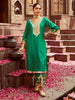 Chanderi Green Kurta with Pants Gota Embellished