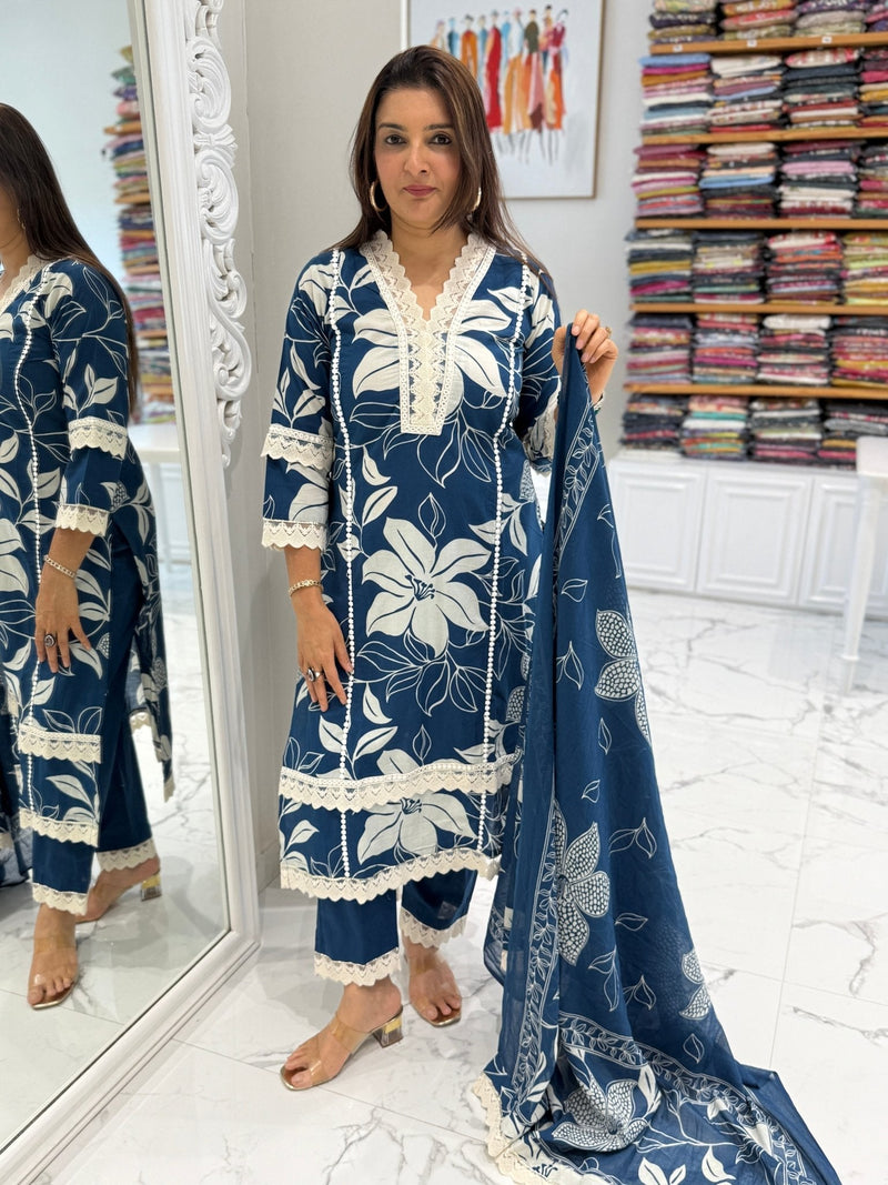 Cotton kurta with dupatta