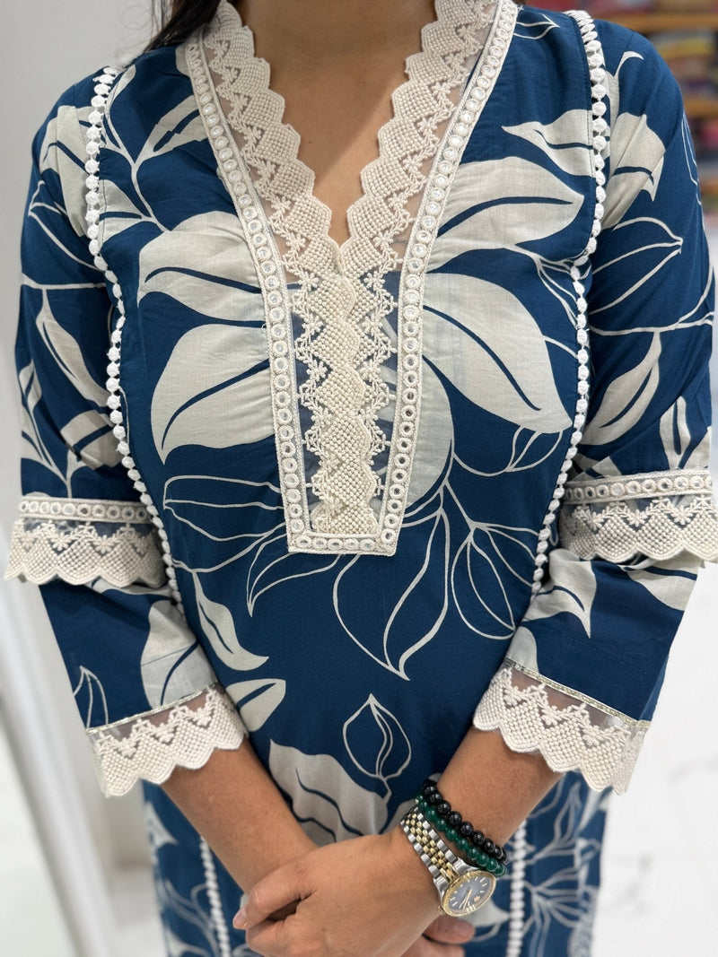 Printed cotton kurta set