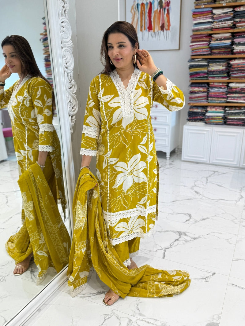 Printed cotton kurta set