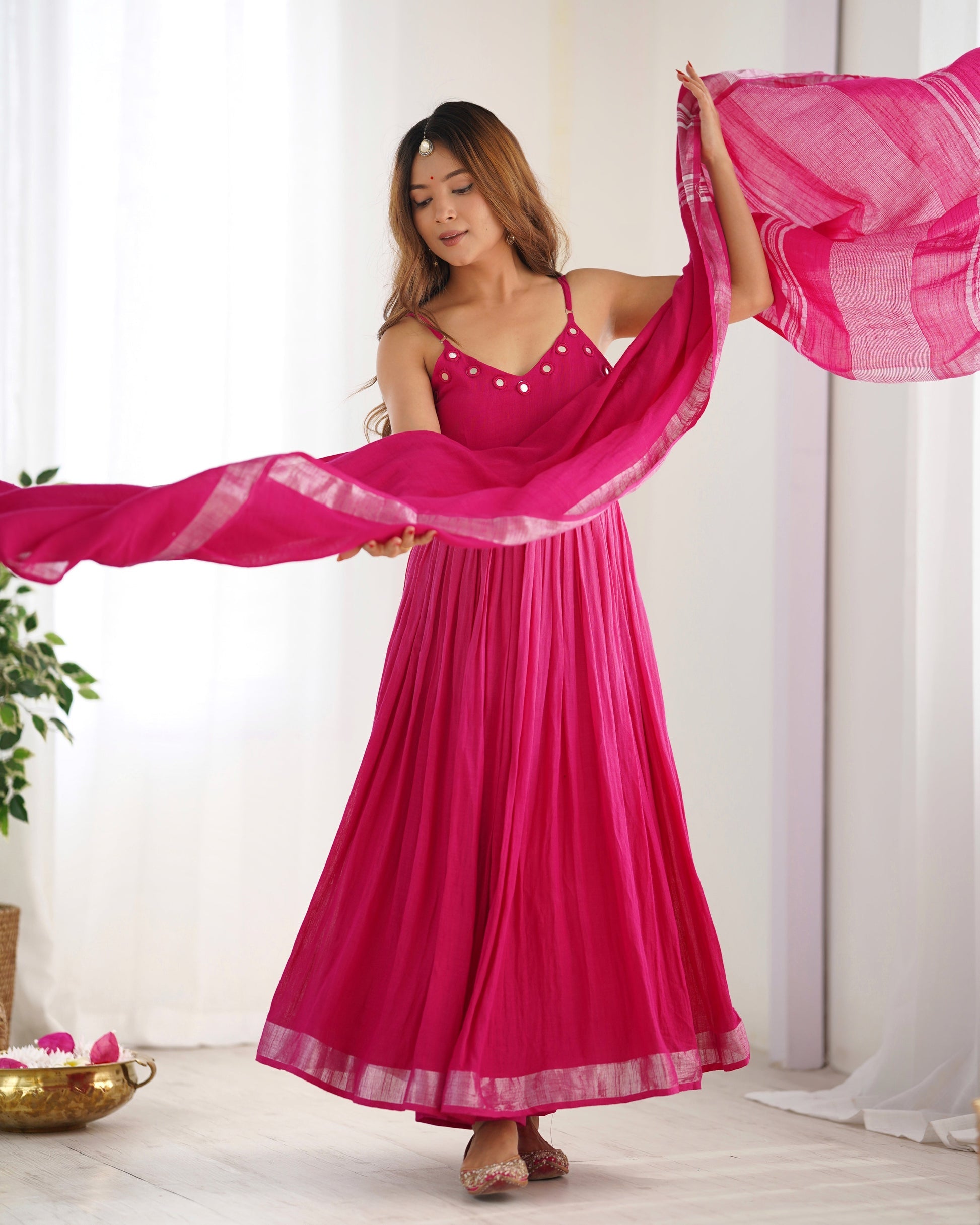 Pink Fuchsia Festive Women Co-ord Set