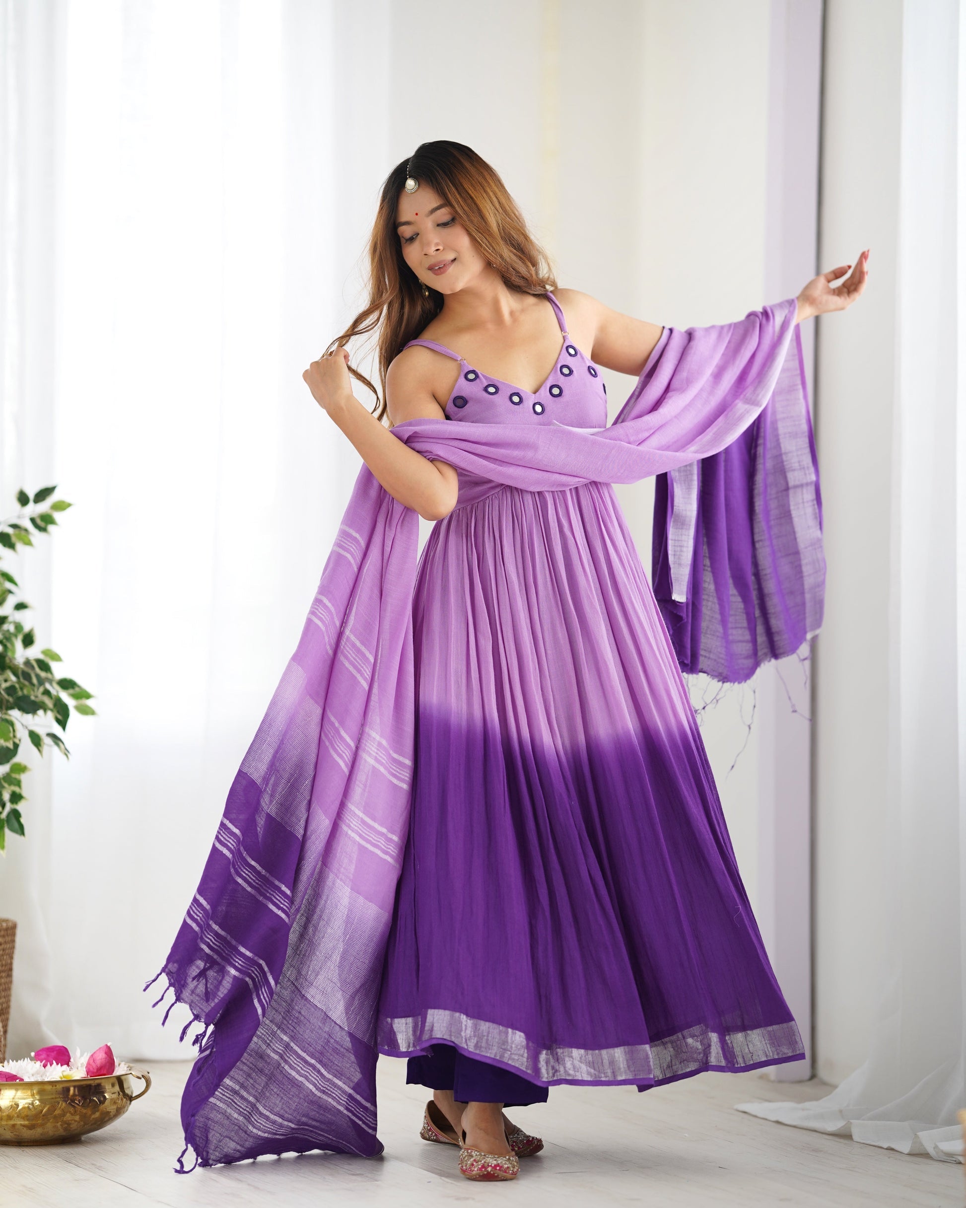Lavendor Fuchsia Festive Women Co-ord Set
