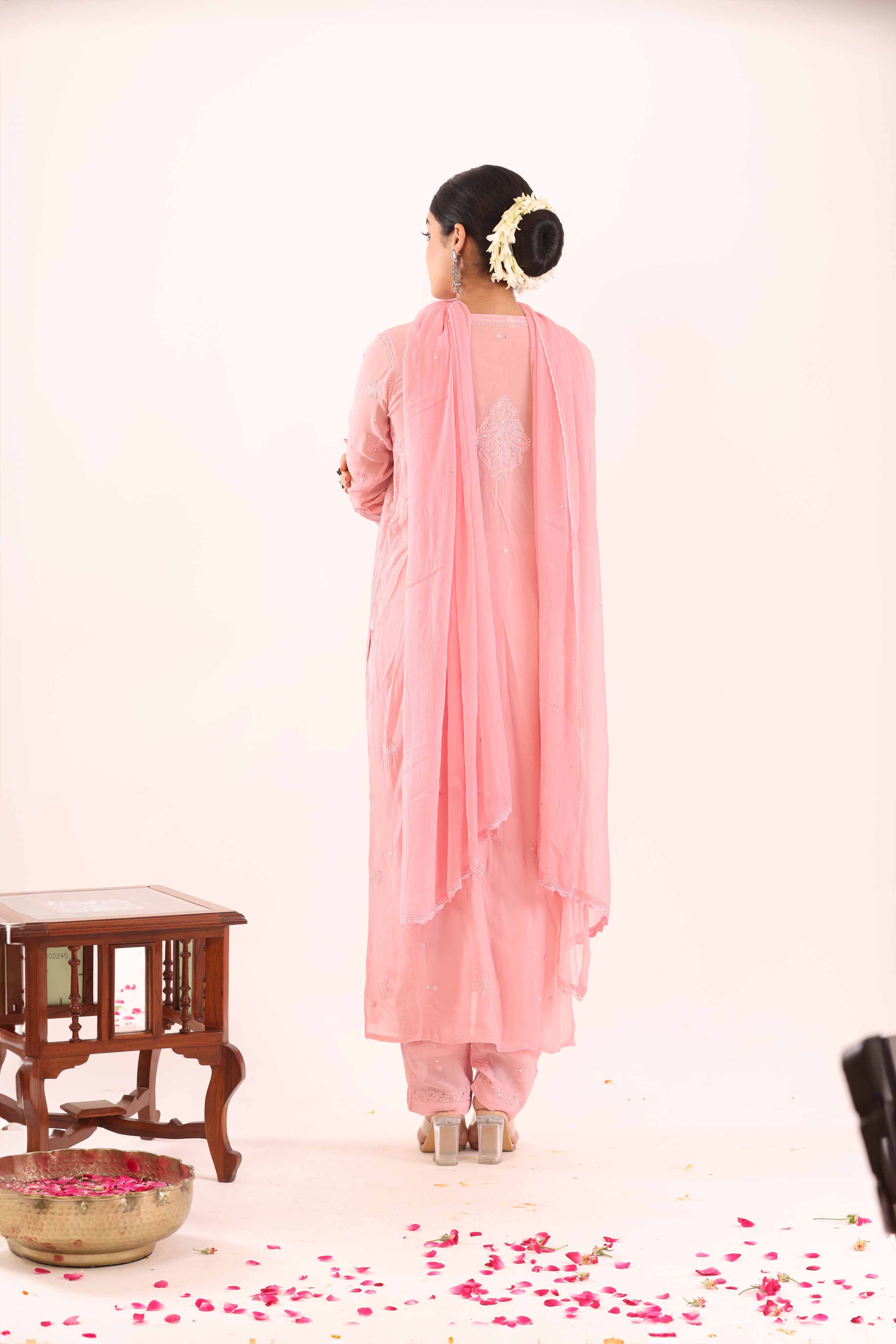 Pink Chikankari Suit with Mukaish Work