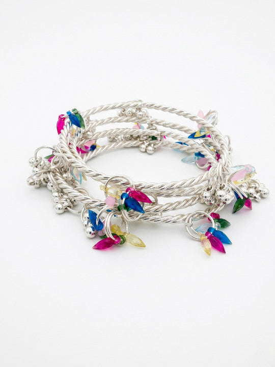 Gold-Plated Stone Studded & Beaded Bangles