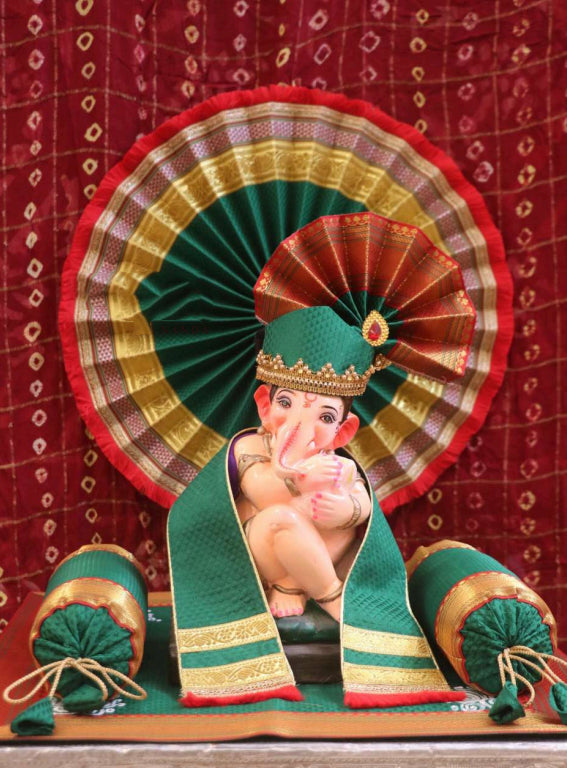 Ganesh Chaturthi Celebration Green Decor Set