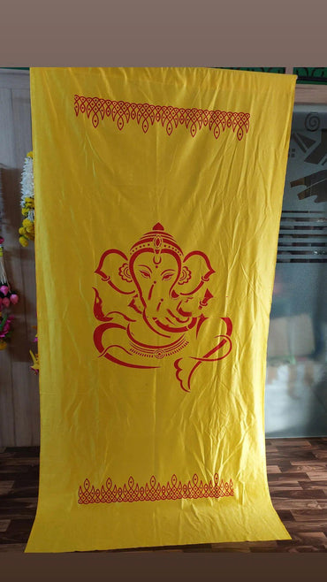 Ganpati Decoration Yellow Backdrop Cloth