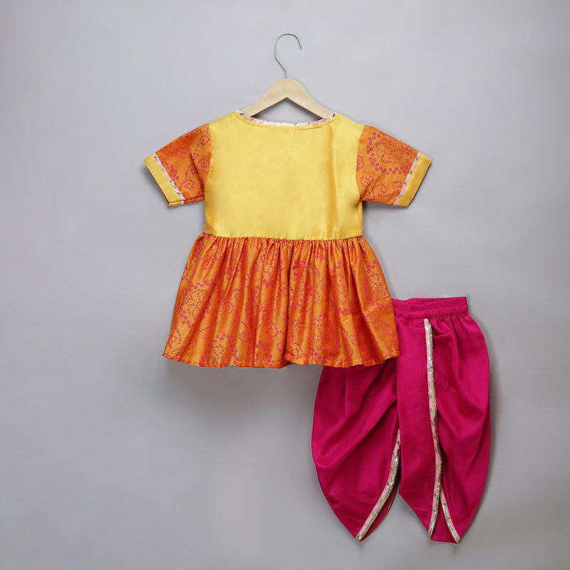 Ganpati Embroidered Dhoti Kurta Set for Kids