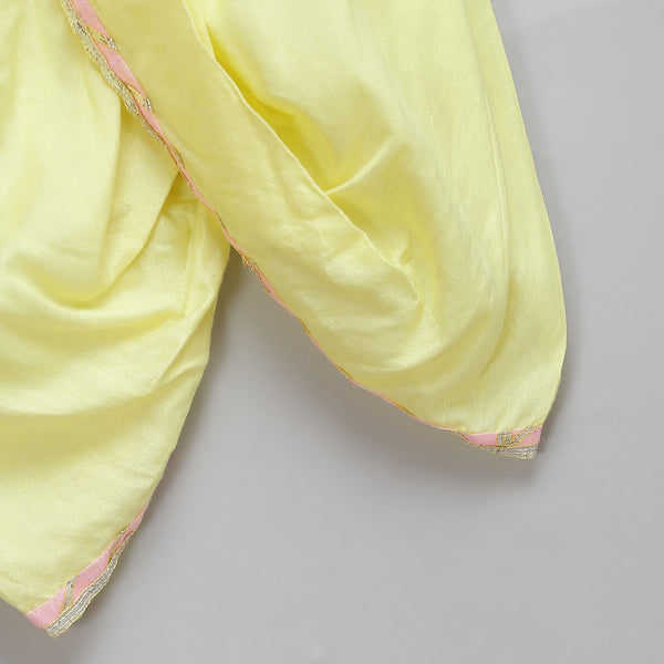 Ganpati Embroidered Kurta Yellow Dhoti Set for Kids
