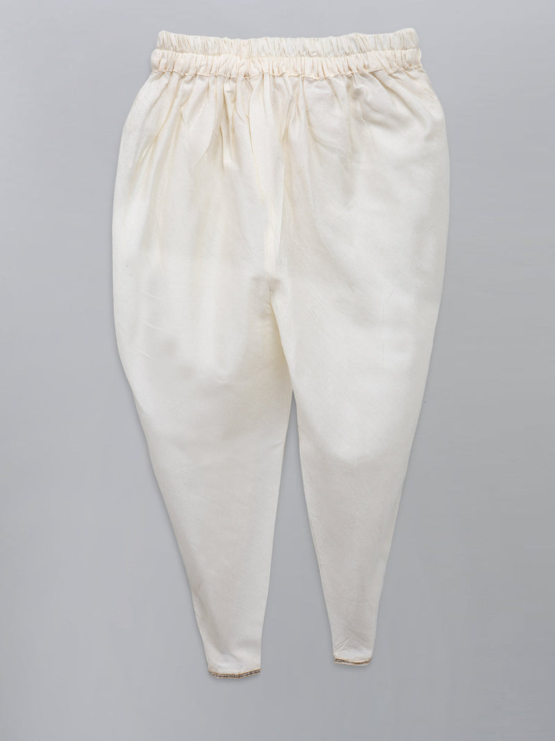 Ganpati Embroidered Yellow Kurta Dhoti Set