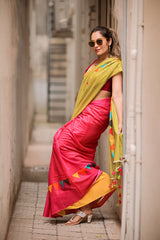 Garden Butterfly Olive Green Mul Mul Printed Saree