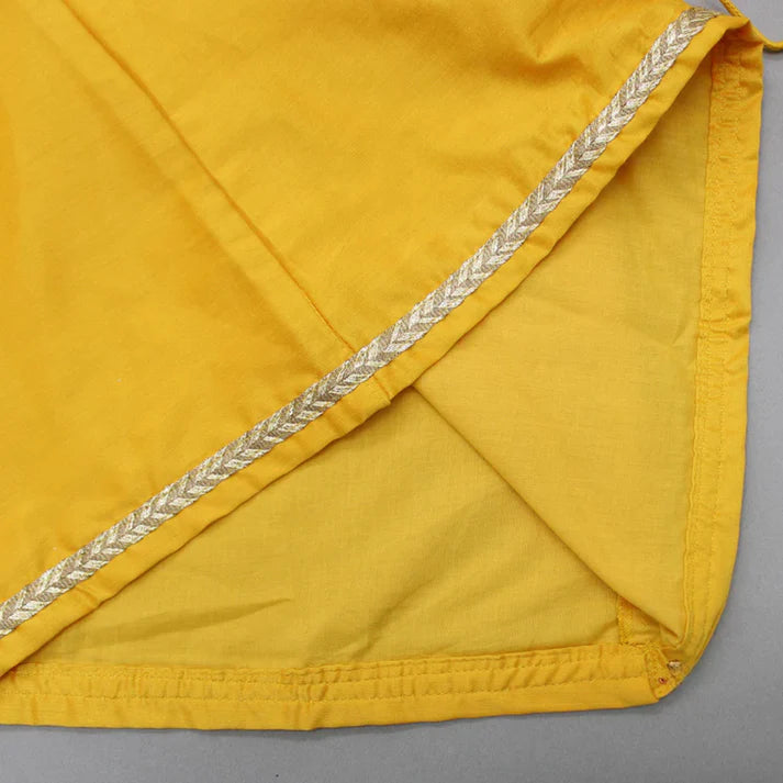 Mustard Kurti and Tulip Dhoti with Net Dupatta Twinning Set Brother Sister or Mother daughter