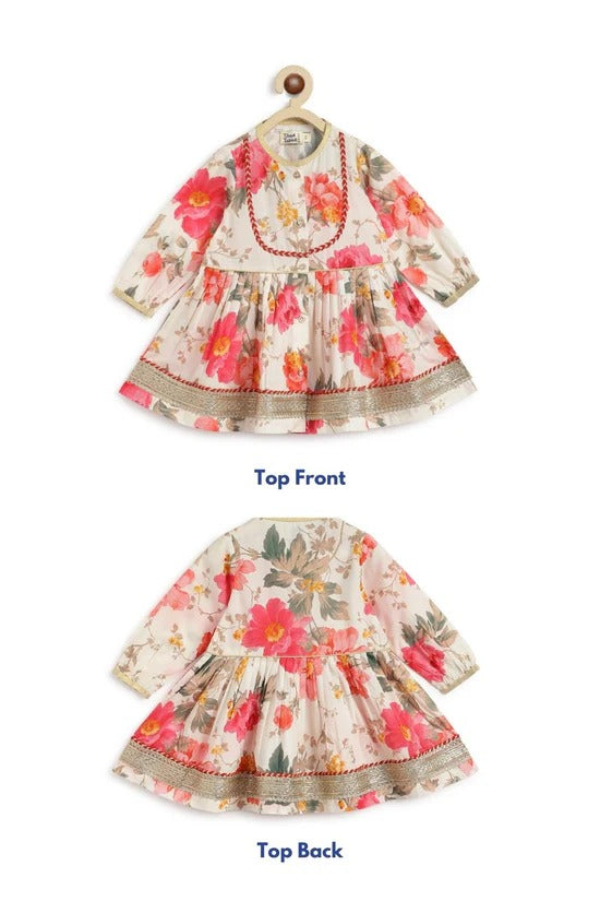 Girls Garden Bloom Cream Angrakha Set