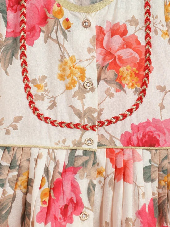 Girls Garden Bloom Cream Angrakha Set