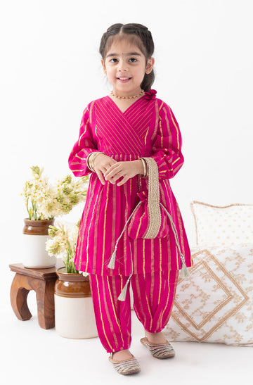 Girls Pink Kurti & Salwar Set