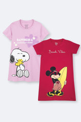 Girls Mickey & Minnie Lavender/Black Dress Pack (2 Pcs)