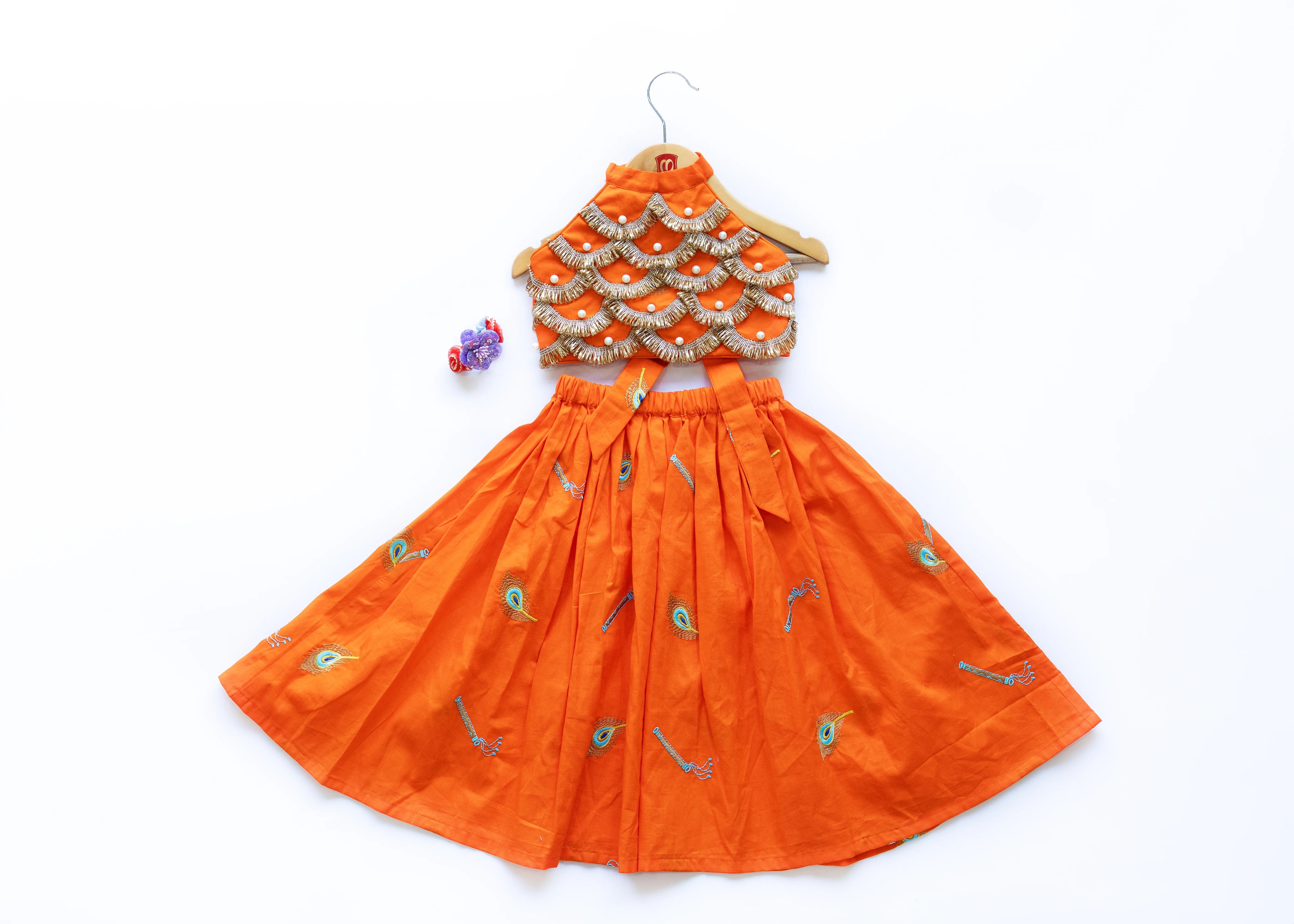 Geeta Lehenga Set for Girls in Orange