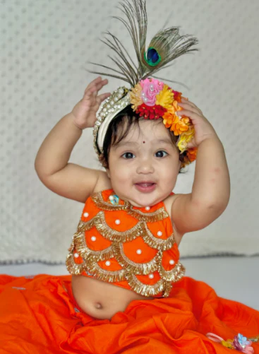 Geeta Lehenga Set for Girls in Orange