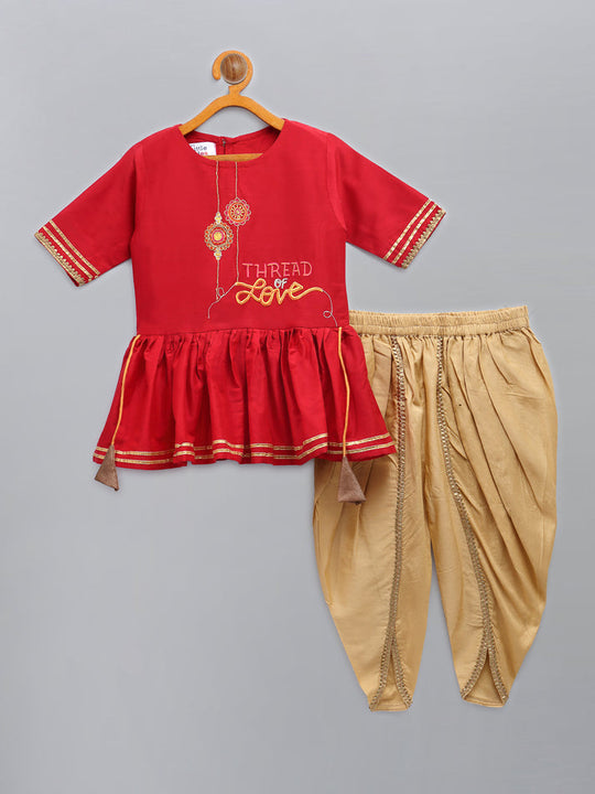 Girls dhoti set with lace