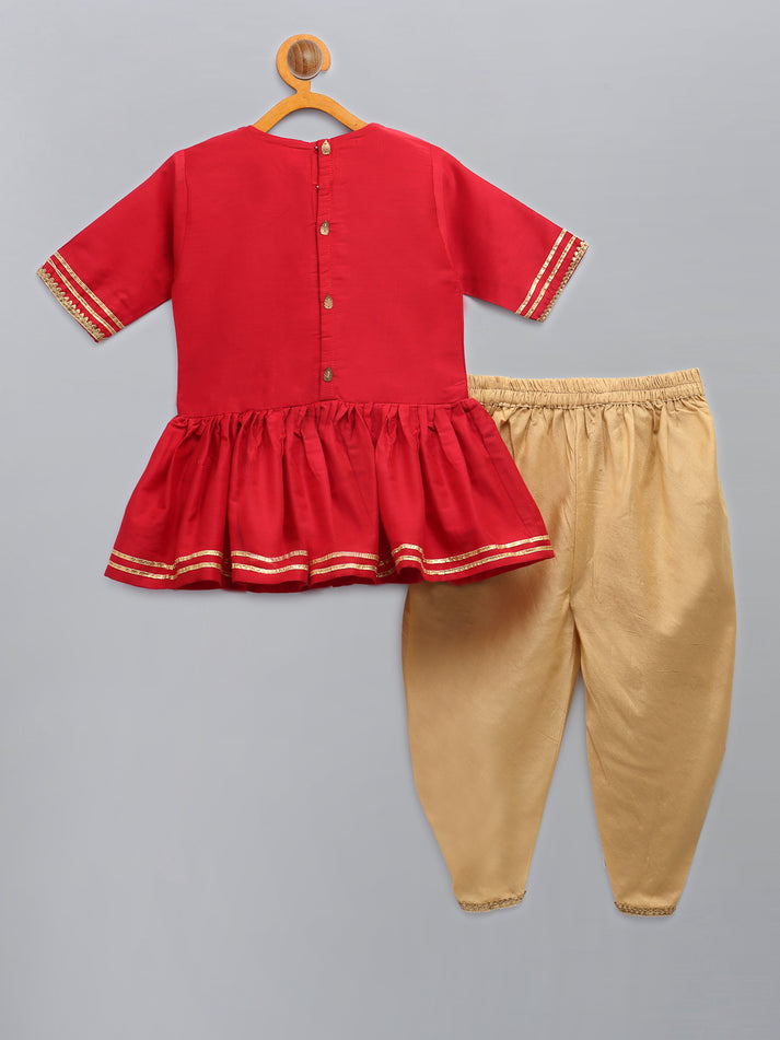 Red kurta dhoti for girls