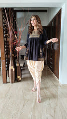 black and gold dhoti set for women
