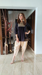 zari embroidered kurta with dhoti pants