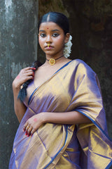 Gold Purple Handloom Tissue Saree