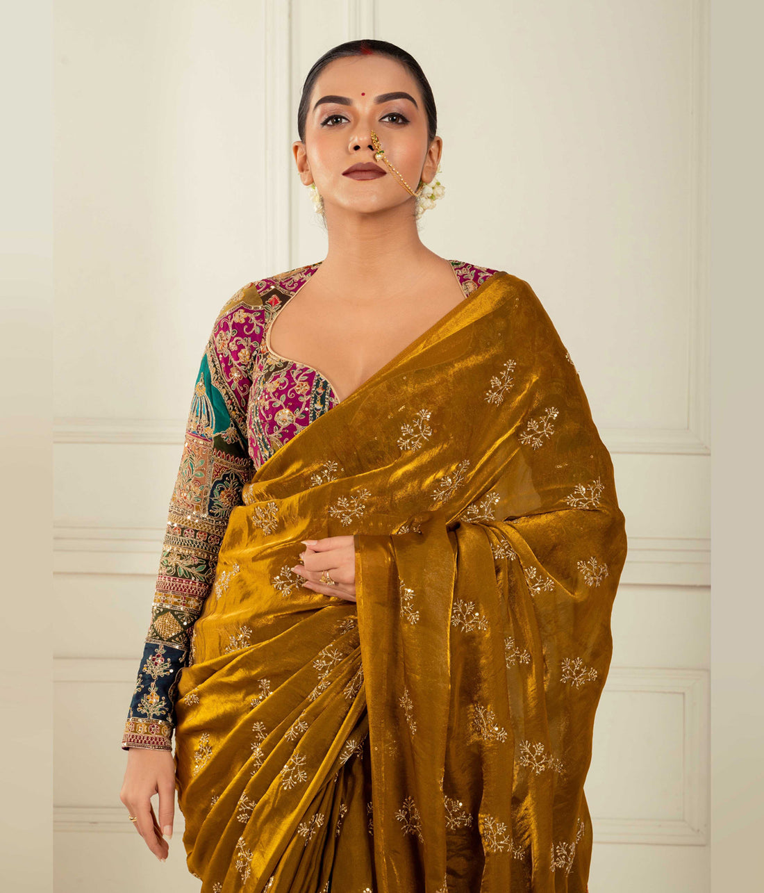 organza blouse saree
