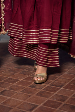 maroon anarkali suit set
