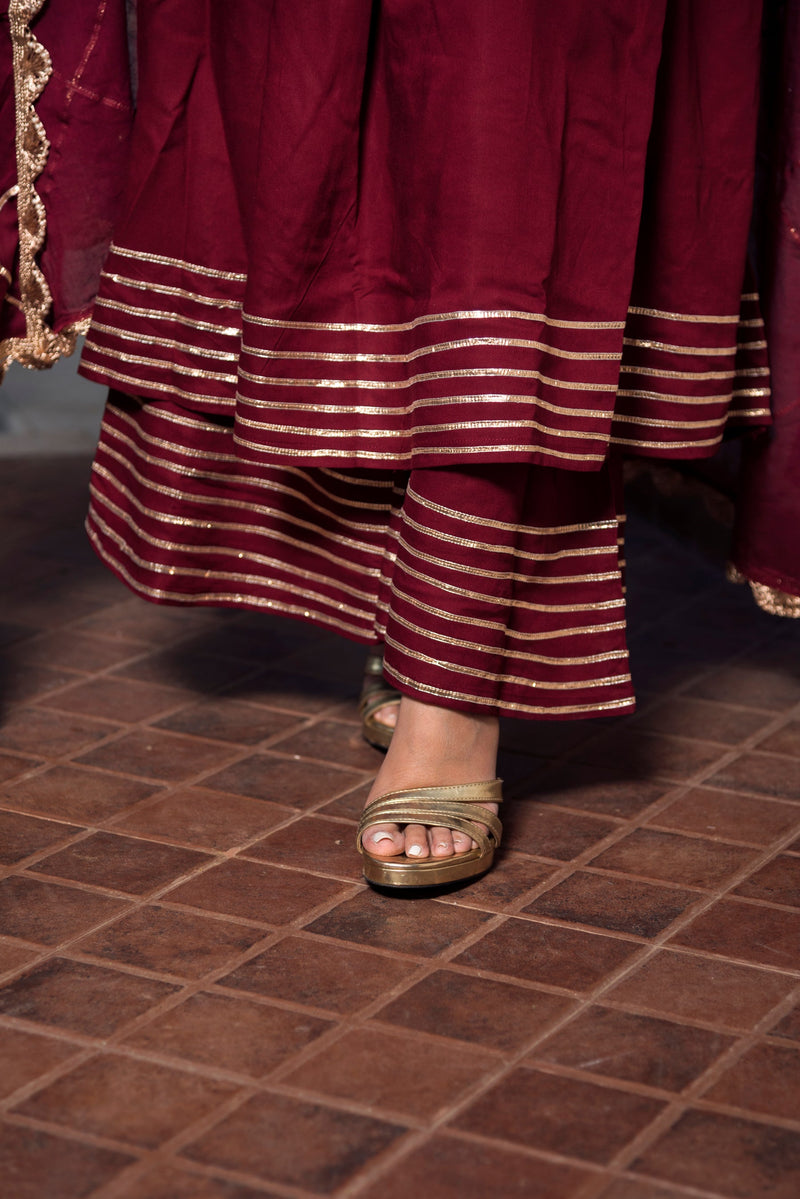 maroon anarkali suit set