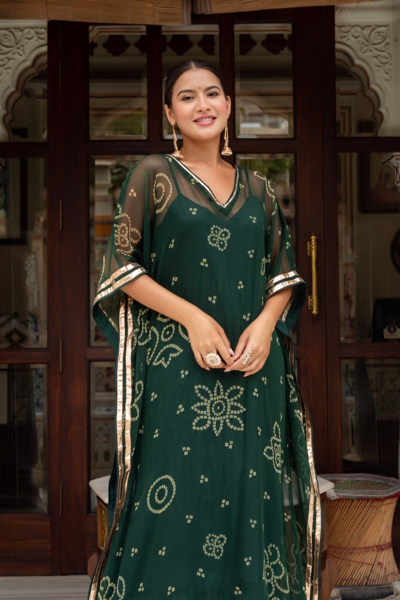 Green kaftan set for women