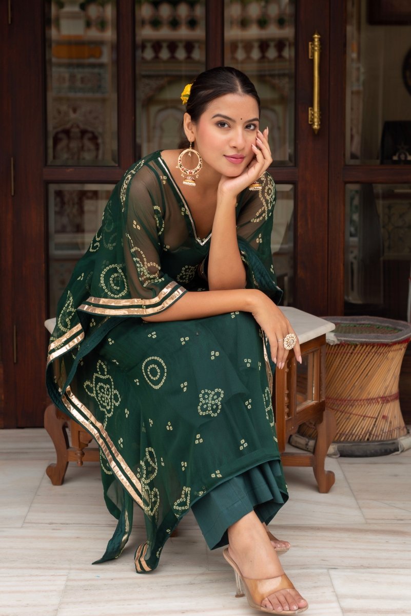 Traditional Bandhej kaftan dress