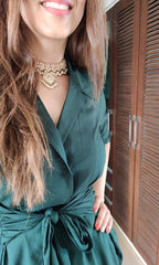 oversized green blazer with skirt