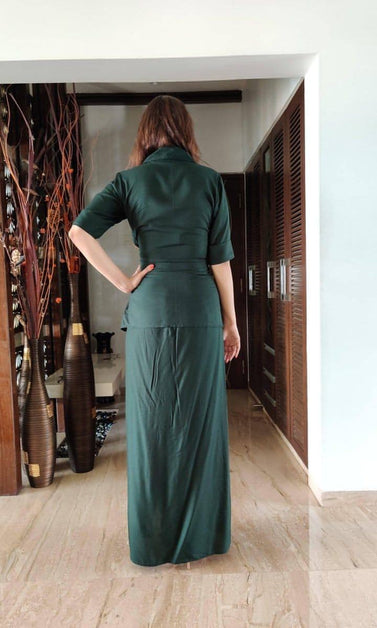 green skirt set for work and events