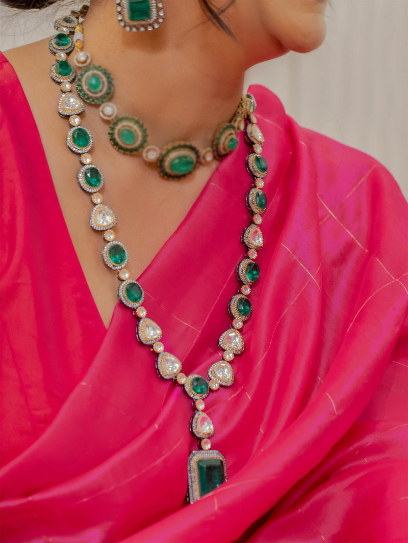 Green Faux Polki Necklace Set – PK-S26WGR
