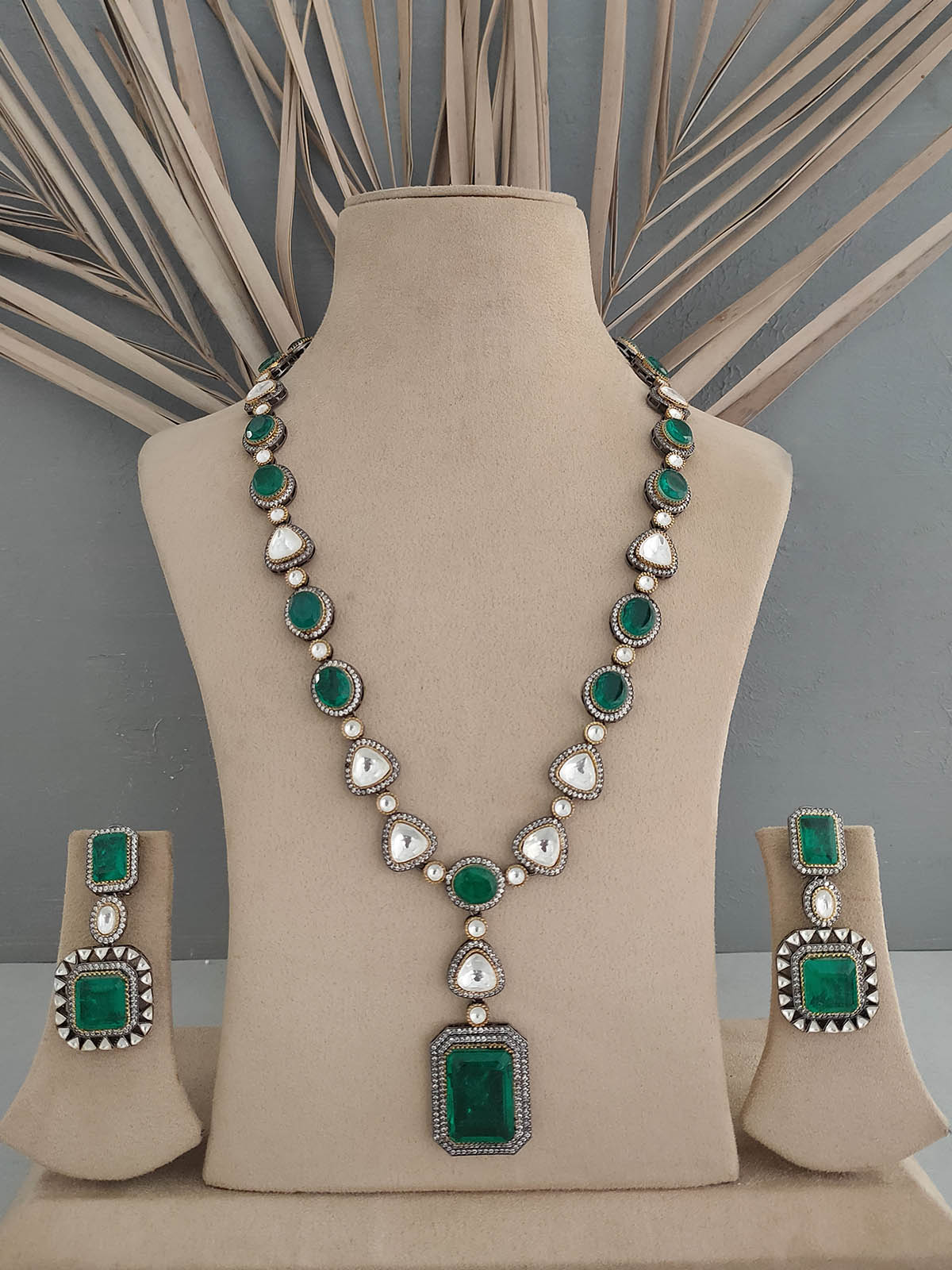 Green Faux Polki Necklace Set – PK-S26WGR