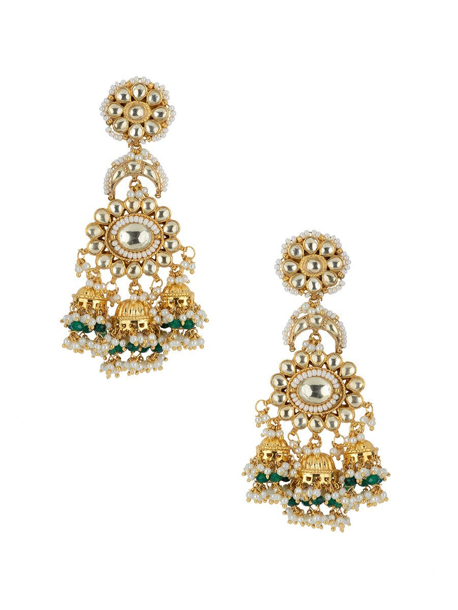 Green Gold Plated Jadau Kundan Earrings – ME476
