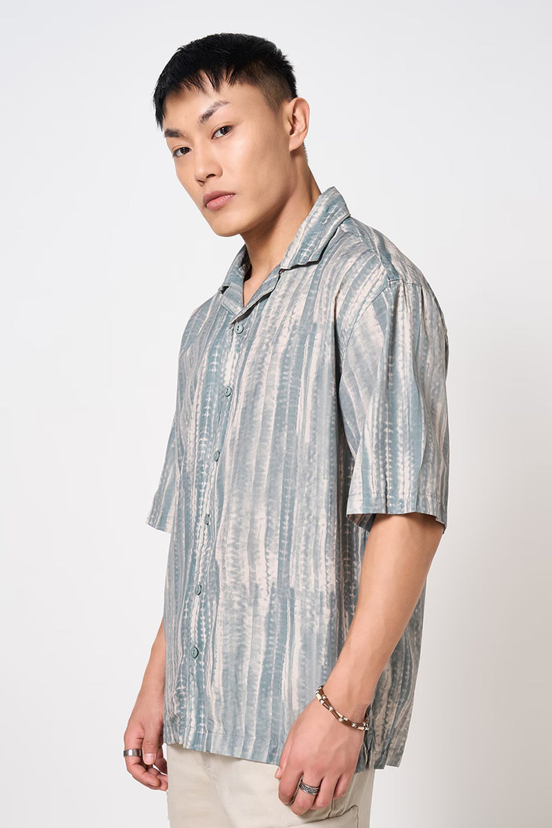 Green polyester relaxed shirt