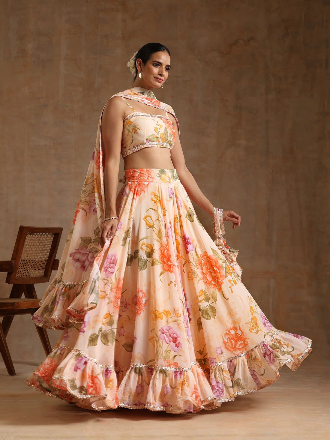 light peach lehenga set