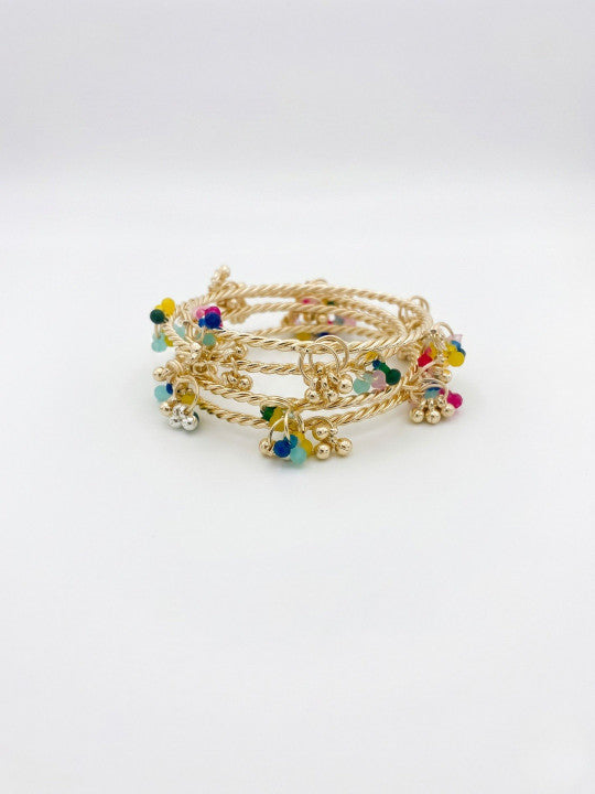 Gold-Plated Stone Studded & Beaded Bangles