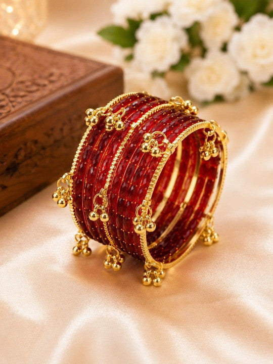 Rangrez Rainbow and Ghungroo Bangle Set