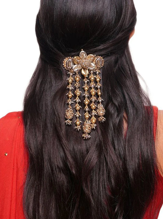 Traditional Floral Hair Accessory – Antique Gold & Silver Hair Clip