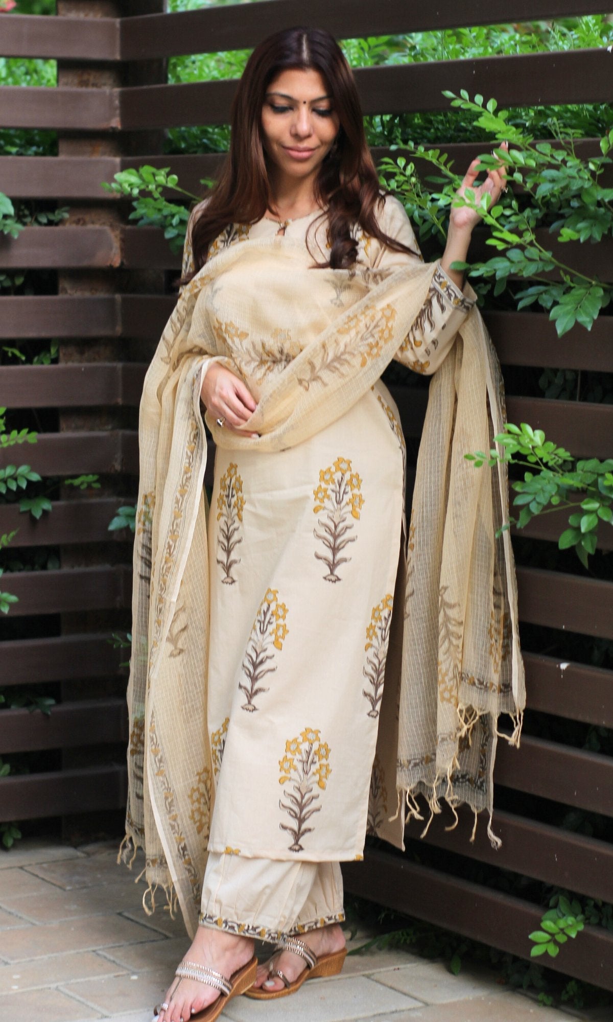 Mughal Print Women's Suit Set with Dupatta