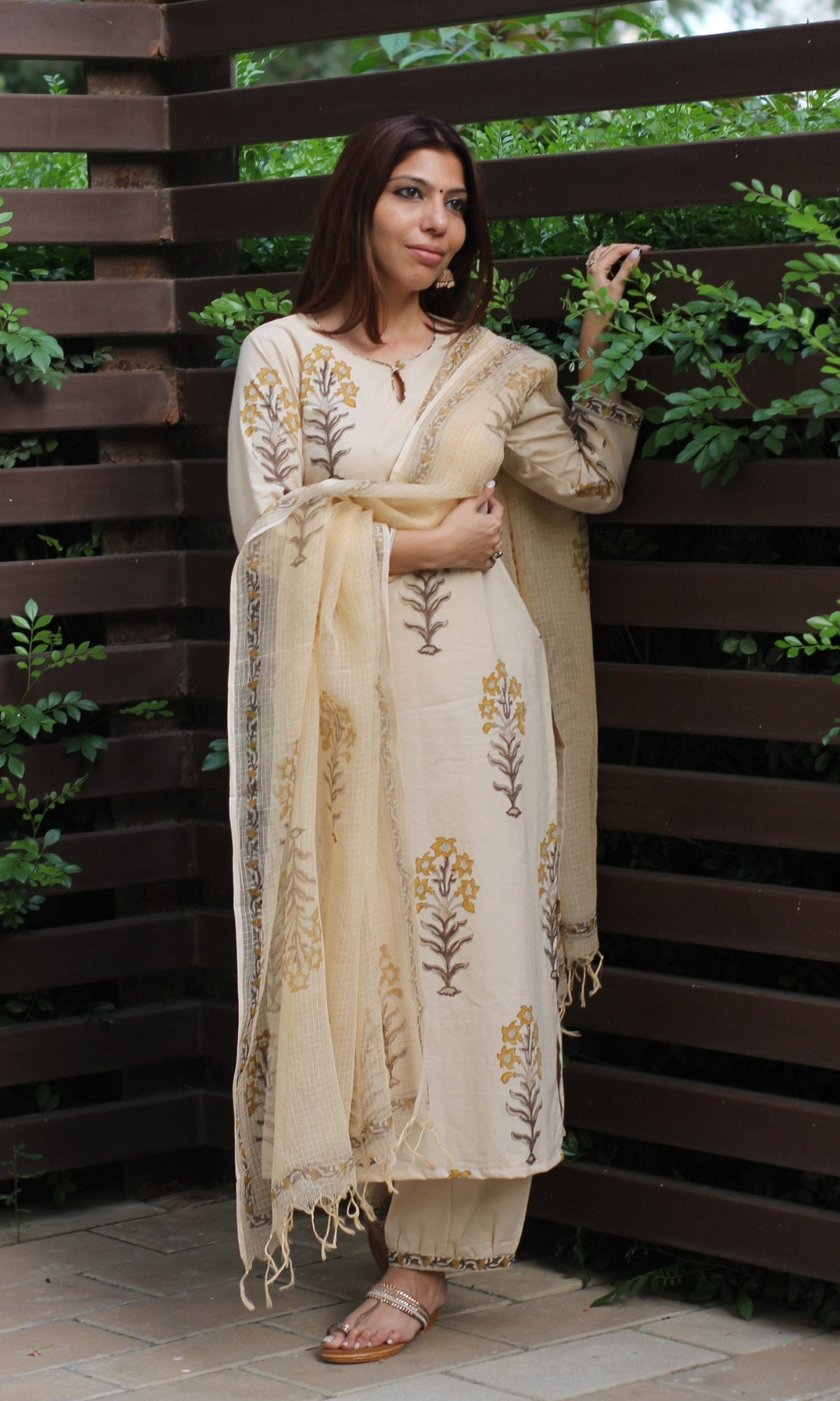 Handblock cotton suit set for women