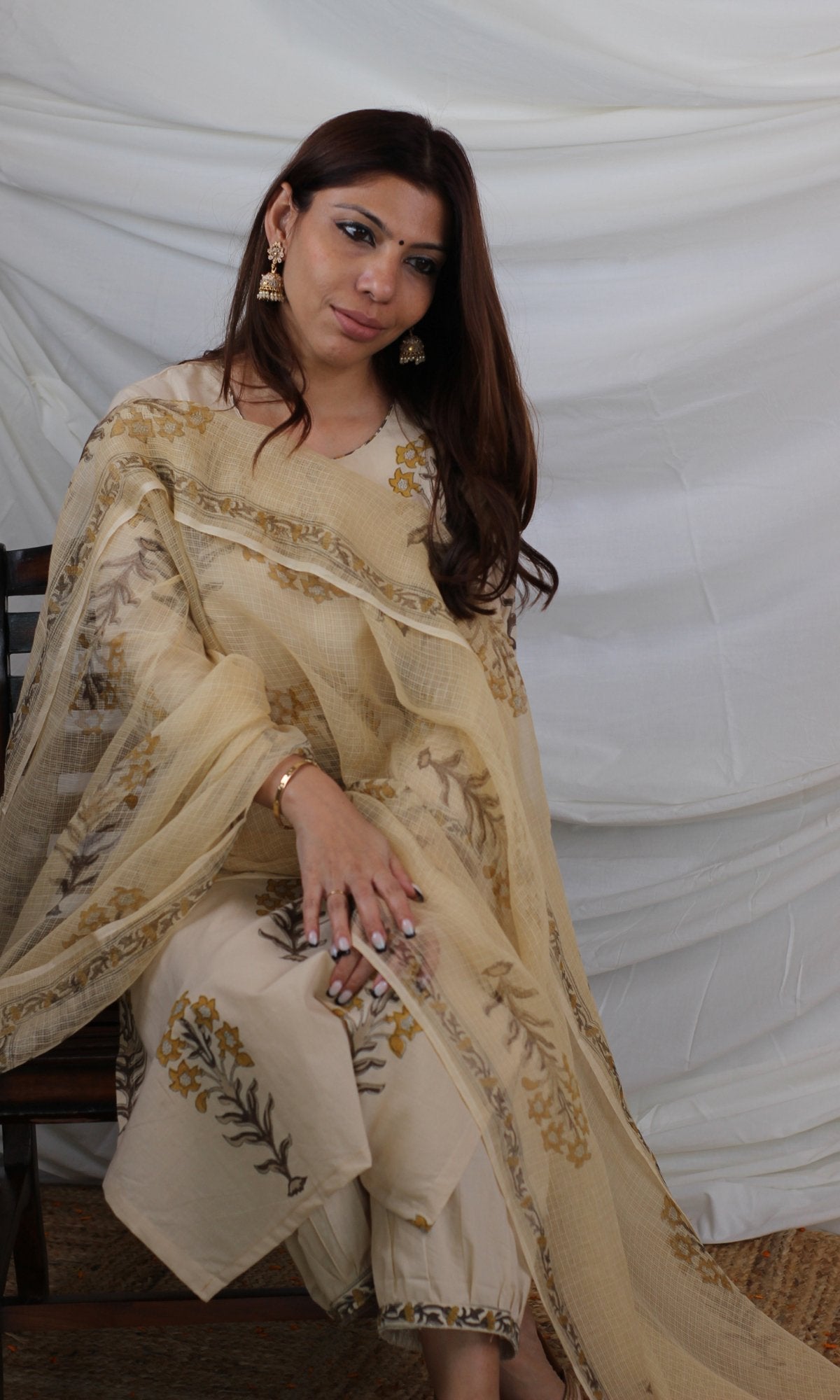Kota Doria dupatta suit set