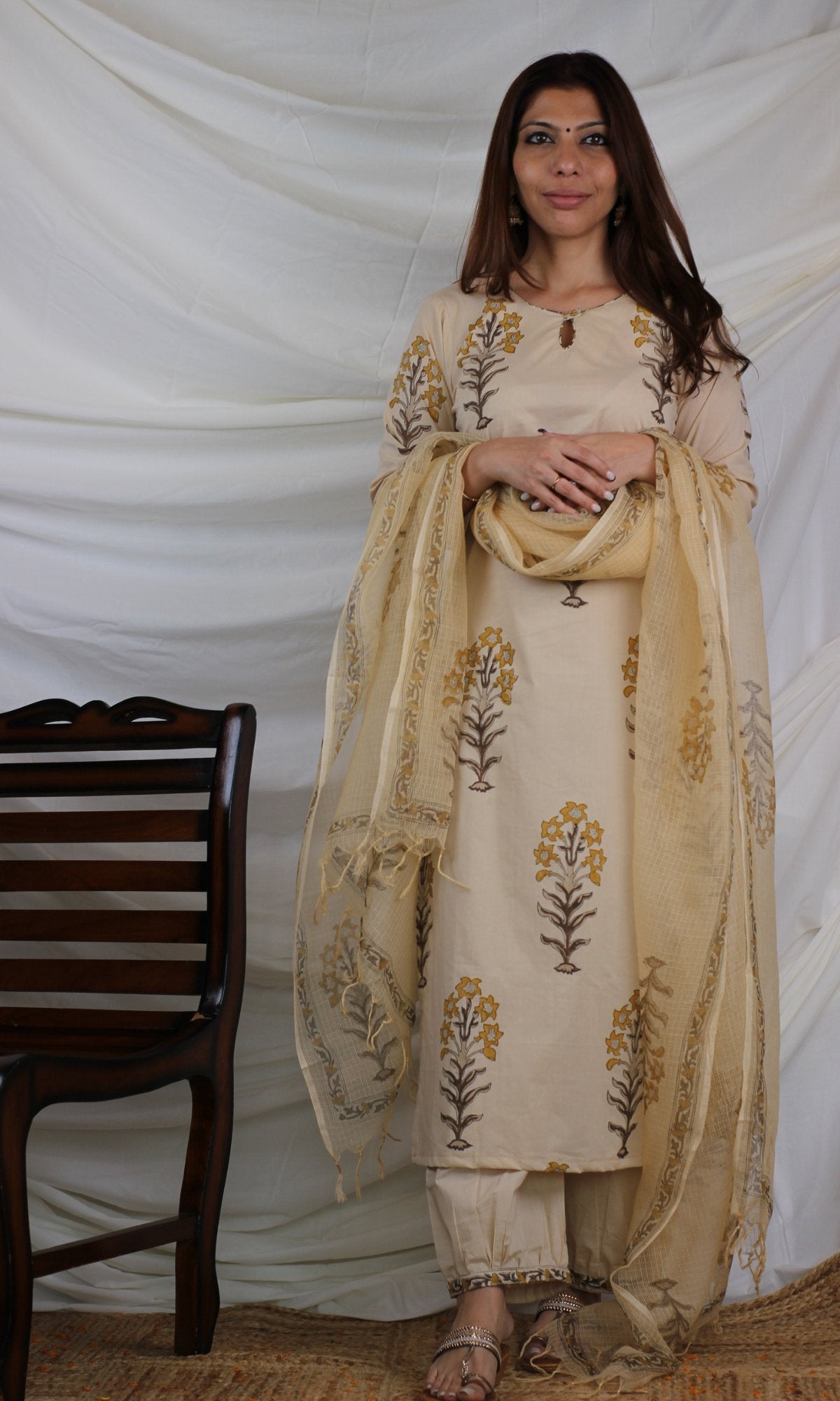 Cotton printed kurta pants set